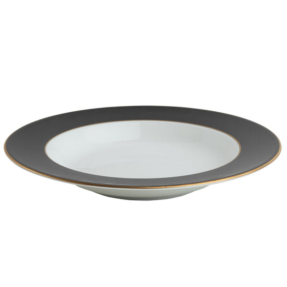 Ultra-White ColorSheen Black Gold Soup Plate - Pickard China - UCSHBKG-024-SP