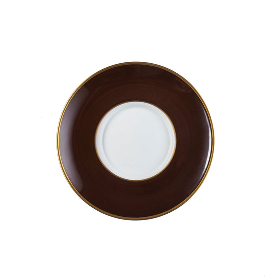 Ultra-White ColorSheen Chocolate Gold Tea Saucer - Pickard China - UCSHCHG-019-CN