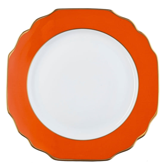 Ultra-White Georgian ColorSheen Orange - Gold Banding - Charger Plate - Pickard China - UGCSORG-059-GA