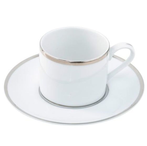 Ultra-White Signature Platinum No Monogram Can Teacup Saucer - Pickard China - USIPLNM-019-CN