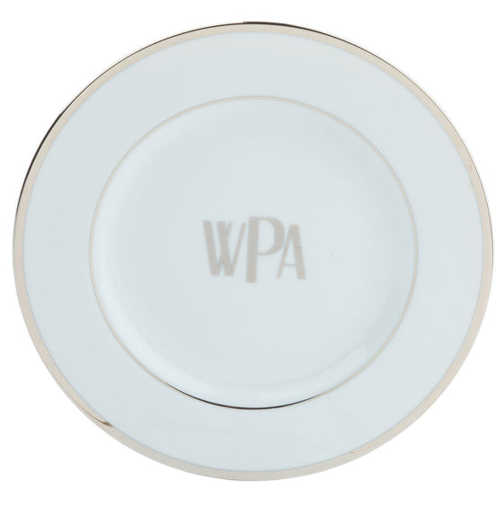 Ultra-White Signature Platinum With Monogram Salad Plate - Pickard China - USIPLWM-005-DX