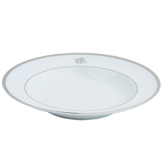 Ultra-White Signature Platinum With Monogram Soup Plate - Pickard China - USIPLWM-024-SP