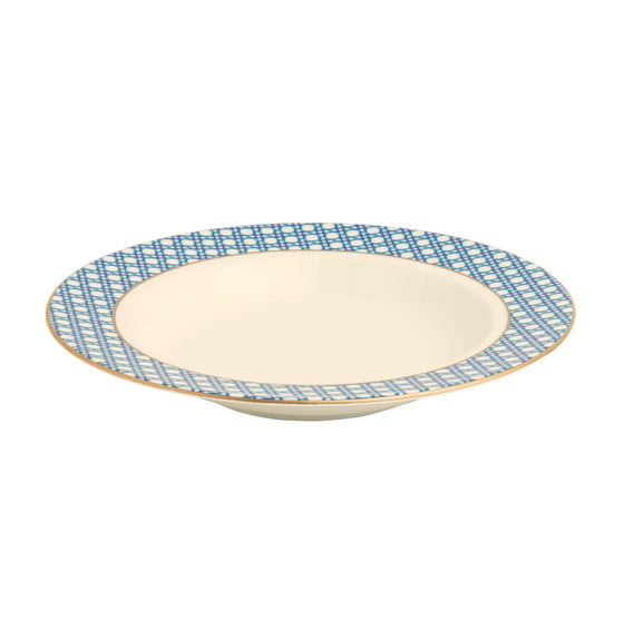 White Blue Cane Weave - Soup Plate - Pickard China - WBLCAWE-024-SP