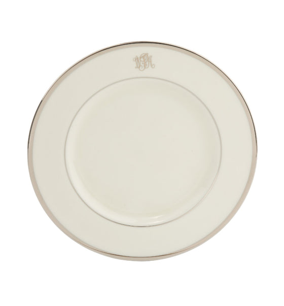 White Signature Platinum With Monogram Charger Plate - Pickard China - WSIPLWM-059-DX